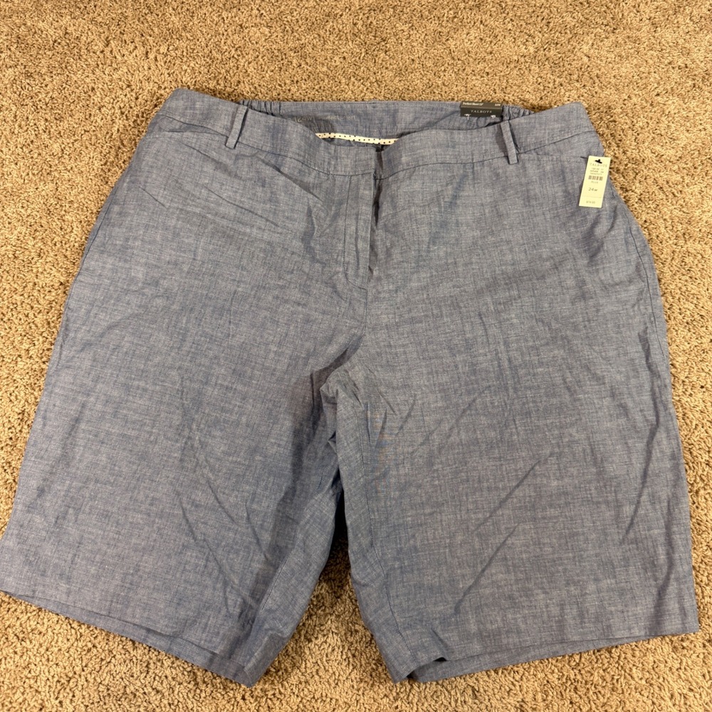 Talbots Perfect Short 13" Women 24W Blue New Chambray Mid-Length Bermuda Shorts